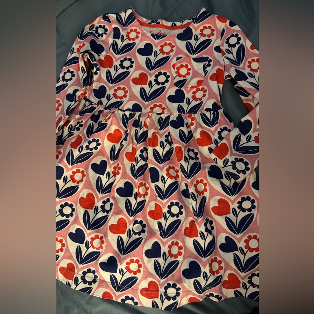 Hanna Andersson Pink and Blue Heart Floral Kids Dress